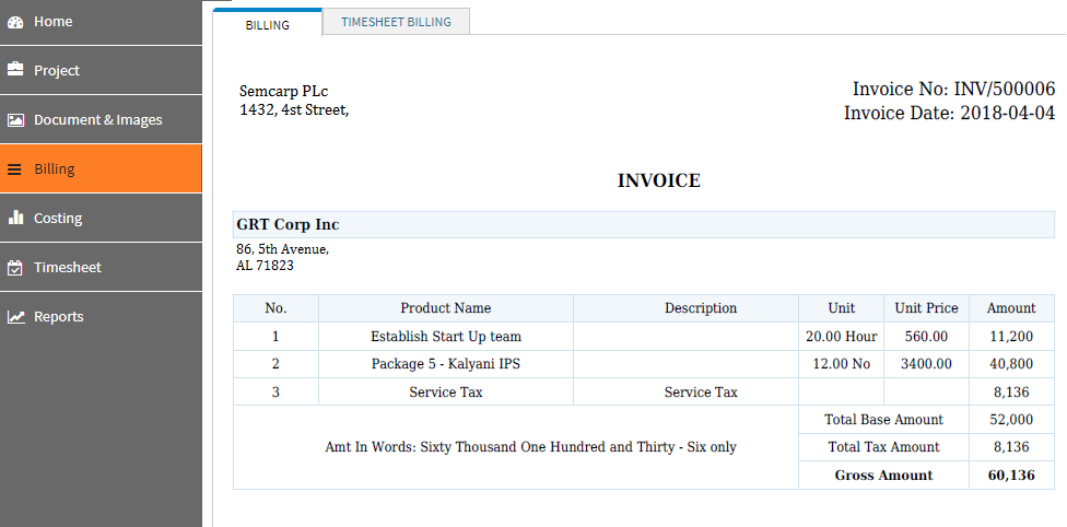 Project Billing Software